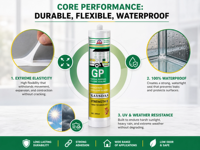 Scellant silicone acide à séchage rapide, adhésif imperméable pour verre, pour fenêtres, portes, sanitaires, cuisine, salle de bain, étanchéité OEM