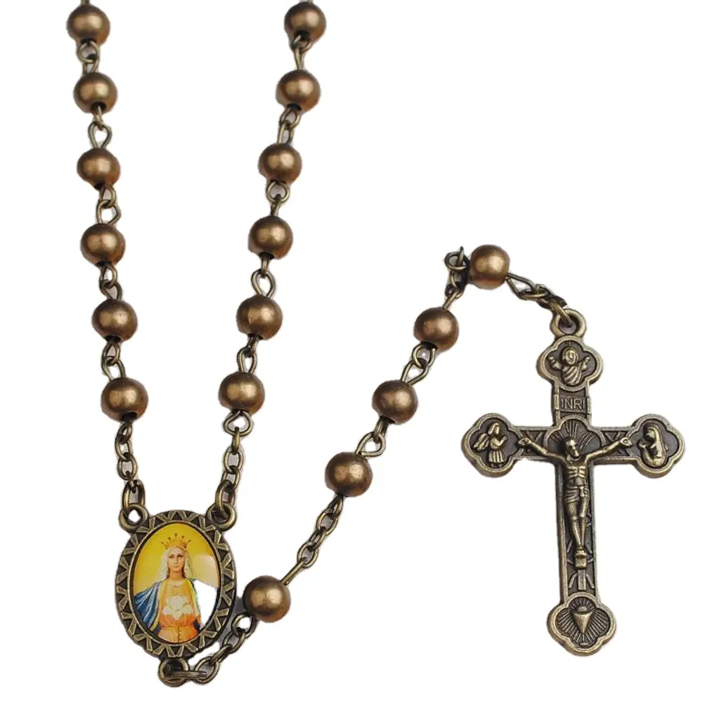 Perles en Bronze, chapelet chaîne catholique, bijoux personnalisés, 6mm, offre spéciale