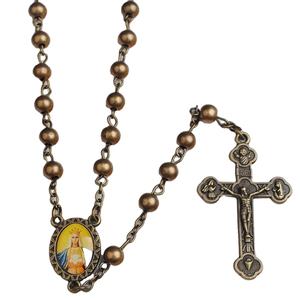 6mm placcato in bronzo perline catena cattolica rosario religioso Design classico <span class=keywords><strong>collane</strong></span> personalizzate - Product Image 1