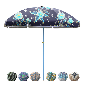Parasol de plage pliable anti-UV, robuste, résistant au vent et au sable, imprimé personnalisé motif floral - Product Image 3