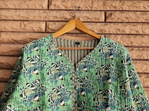 100% Hand Patchwork Cotton Quilted Full Sleeve Floral Pattern Belt Closure Soft Quick Dry Casual Coat for Women Winter Wear - Product Image 3