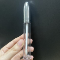 5.9ml couvercle de balle en argent, tube de brillant à lèvres, conteneur d'emballage de rouge à lèvres long tube d'emballage de brillant à lèvres avec brosse transparent personnalisé