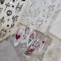 Autocollants d'ongles gothiques foncés en plastique personnalisés, non toxiques, adhésifs, en relief 3D, pour manucure DIY