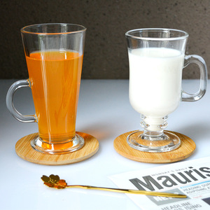 Vente en gros de tasses à expresso japonaises en <span class=keywords><strong>verre</strong></span> résistant à la chaleur de 250 ml (8 oz) avec poignées, mugs en <span class=keywords><strong>verre</strong></span> transparent côtelé - Product Image 1