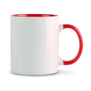 Any Message Here Bistro Personalized Red Straight Shape Ceramic Coffee Mug with Custom Text
