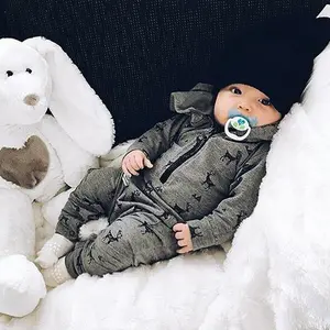 2022 Baby Jumpsuit Camouflage Hooded Jumpsuit Baby Long Sleeve Cartoon Deer Man Fashion Warm Romper Baby boy 0-24M