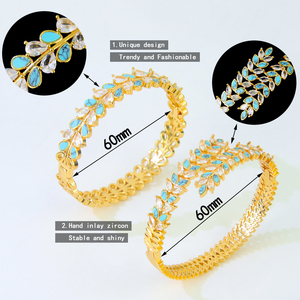 Ayong đồ trang sức thanh lịch lá hình dạng phụ nữ <span class=keywords><strong>Bangles</strong></span> Bộ <span class=keywords><strong>pakistani</strong></span> thời trang Bangle và vòng 2 cái thiết lập cho đám cưới bên - Product Image 5