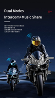 X3 Pro Headset interkom helm sepeda motor, headphone helm tahan air Stereo dengan Radio FM & berbagi musik