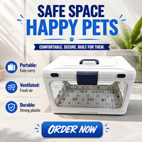 Cage de transport pour animaux de compagnie pliable, écologique, à quatre roues, avec panneaux transparents en plastique, gain de place, pour petits animaux jusqu'à 5 kg