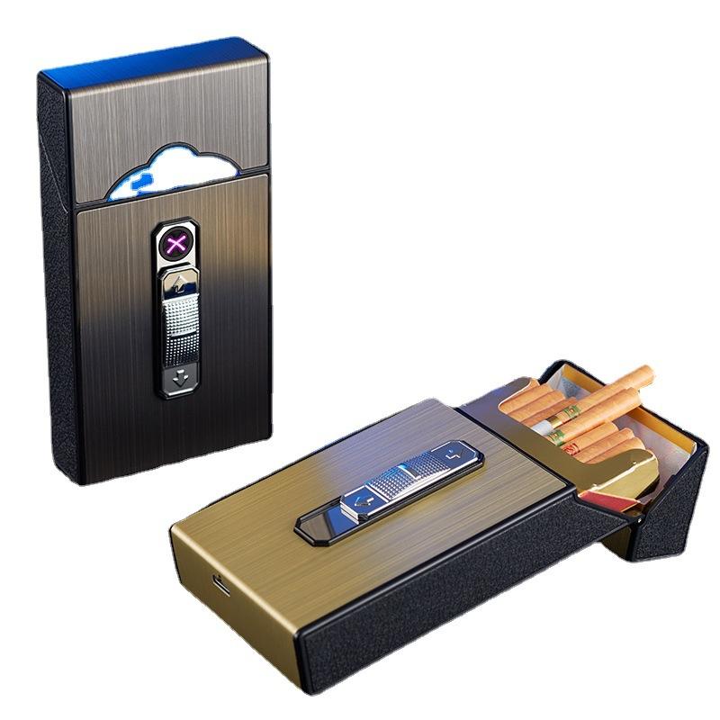 Роскошная изготовленная на заказ металлическая коробка для сигарет с зажигалкой, перезаряжаемый USB-портсигар для курения
