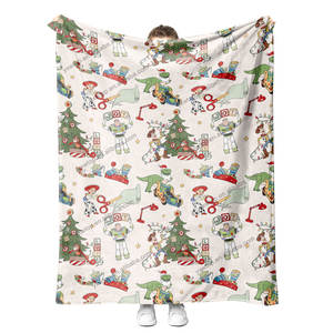 Kostenlose Mock-up Private Labels Benutzer definierte nahtlose Druck niedlichen Cartoon Halloween-Spielzeug 2 Muster Weihnachts geschenke Fleece Flanell Decke - Product Image 4