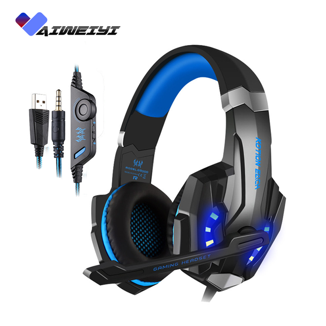 G9000 OEM Wired Gaming Headset 3.5mm Stereo Surround RGB LED Memory Foam Earmuffs Mic Custom Logo Low MOQ Factory Bulk