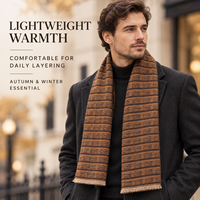 Écharpe tricotée haut de gamme en laine et viscose respirante pour homme, châle à carreaux polyvalent, cadeau pour petit ami