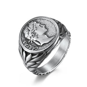 Anillo de Acero Dorado con Moneda de Cabeza de César del Imperio Romano para Hombre, Joyería de Moda, Regalo - Product Image 5