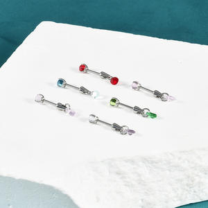 Colgante de cuentas de acero inoxidable multicolor, barra recta, perno para hueso del oído con cono puntiagudo, Piercing para trago a la moda, joyería para el cuerpo - Product Image 3