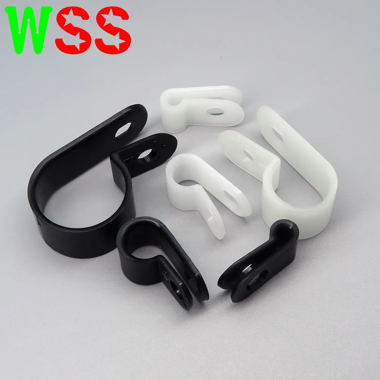 Abrazadera de Cable tipo R, clip de plástico de nailon ajustable, soporte de Cable redondo