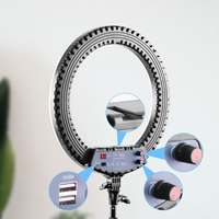 Lampu Cincin LED Profesional 18 Inci dengan Tripod Stand, Dapat Diredupkan 3200K-5600K, Pencahayaan Fotografi untuk Penata Rias dan Siaran Langsung
