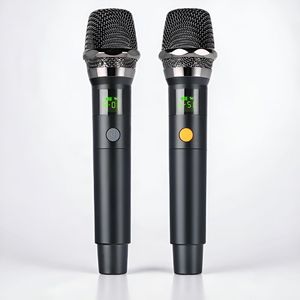Enceinte portable d'extérieur pour fêtes, double subwoofer de 8 pouces avec <span class=keywords><strong>2</strong></span> microphones sans fil, lumières LED RGB, machine de karaoké - Product Image 6