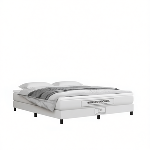 โครงเตียงหนังเทียม Mimabcco Oaincukul King สีขาว สไตล์โมเดิร์น เตียงนุ่มสบาย ไม่มีที่นอน เตียงไม้แบบแผง - Product Image 1