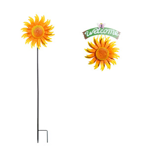 Décoration murale transfrontalière en forme de tournesol, moulin à vent Art Déco peint, pour extérieur, <span class=keywords><strong>jardin</strong></span>, cour, paysage - Product Image 1