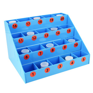 ถาดจ่ายยาแบบ 20 ช่อง ทำจากพลาสติก PP/ABS กล่องยาแบบมีชั้นพร้อมชั้นวางตัวอย่าง กล่องเก็บของแบบมีช่องใส่แก้วพลาสติก - Product Image 1