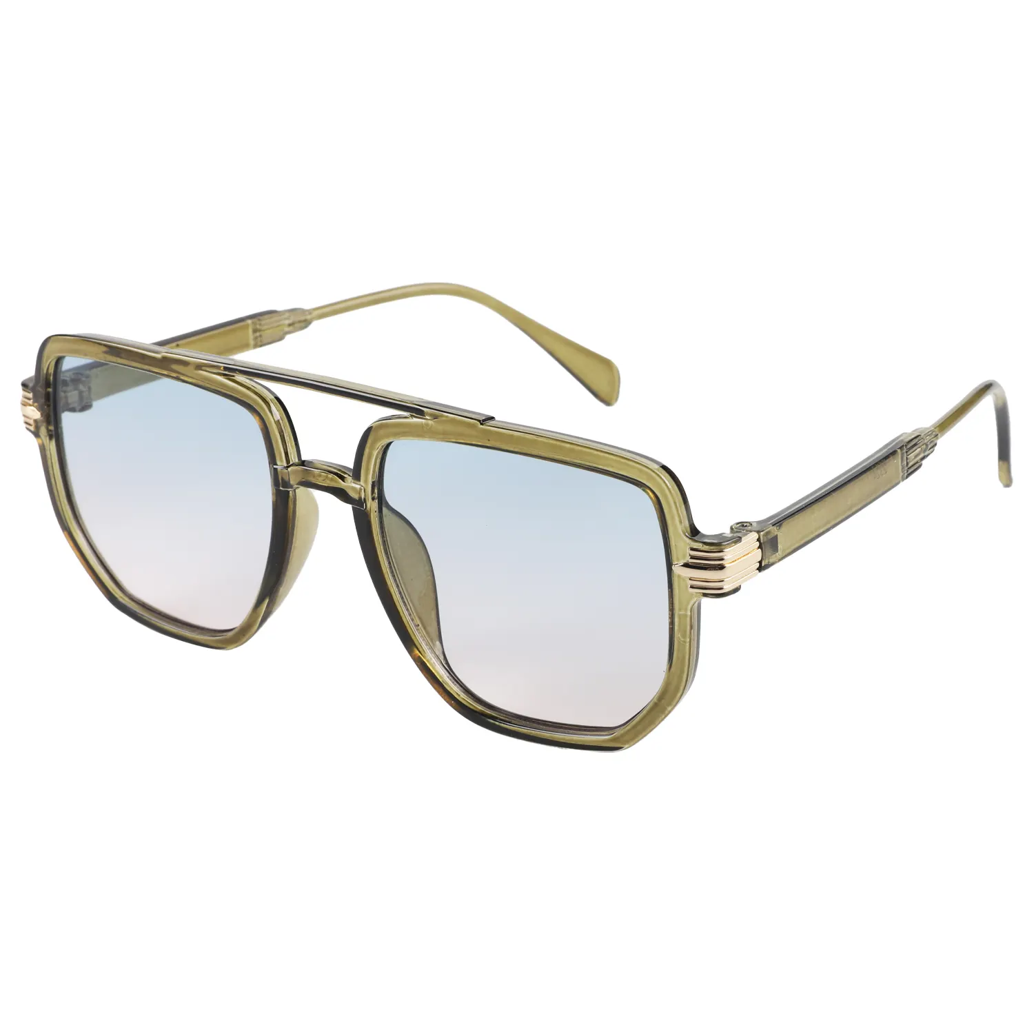 Retro new fashion double beam sunglasses metal decorative sunglasses men's wholesale art square frame mirror casual sunglasses