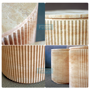 Columnas Romanas Redondas de Diseño Moderno con Base Baja, en Forma de Travertino Beige, para Apartamento, Villa, Hotel, Cafetería, Mesa Auxiliar de Té - Product Image 2