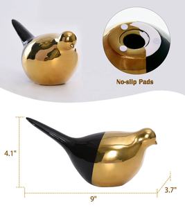 घर की सजावट के टुकड़े के लिए बिजली से गोल्डन चीनी मिट्टी के बरतन पक्षी मूर्ति लक्जरी - Product Image 6