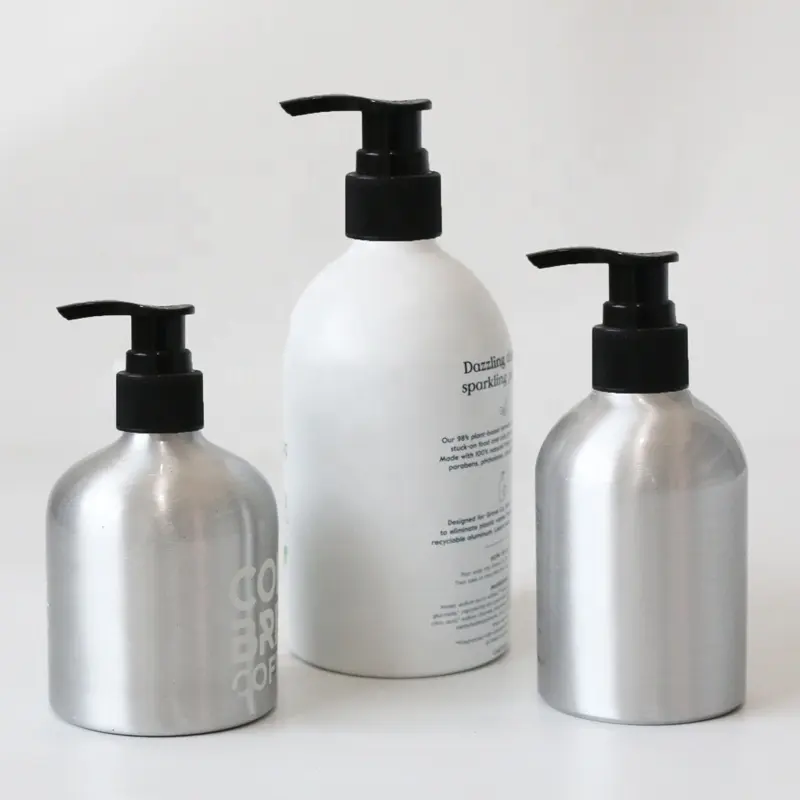 E-besser leer benutzer definierte Kosmetik 250ml 300ml 500ml 1000ml Aluminium flasche mit Spender für Shampoo Conditioner