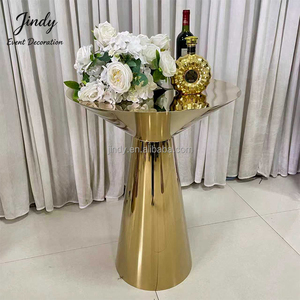 Décoration d'événements de mariage JINDY, design luxueux, table ronde en acier inoxydable doré, socle de mariage doré - Product Image 1