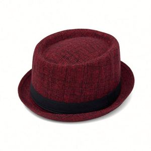 Chapeau Fedora Pork Pie Rétro Britannique Rayé Style Gentleman pour Homme et Femme, Promotionnel, Sérigraphie pour Bureau - Product Image 3