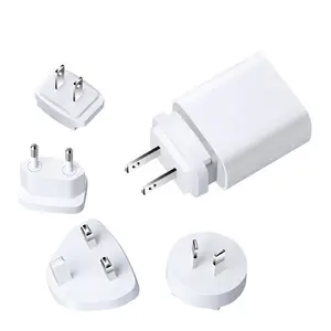 Carregador ultra rápido com plugue au ue eua e reino unido, adaptador de energia tipo C de 20 W para Apple iPhone, carregador de telefone com porta tipo C de 20 W, intercambiável