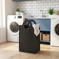 Panier à linge rectangulaire en feutre, grande capacité, avec poignées intégrées, pour vêtements sales, idéal pour la maison