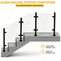 Poteau de balustrade en verre sans cadre en acier inoxydable moderne pour escalier, balcon, jardin et villa avec main courante résistante à la rouille