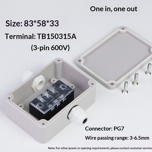 83x58x33mm <b>Waterproof</b> Junction <b>Box</b> One-in-one-out 15A Terminal Block PG7 Cable Gland Enclosure Terminal <b>box</b> - Product Image 2
