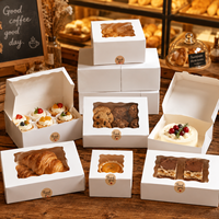 Boîte à gâteau personnalisée en carton blanc transparent avec fenêtre, boîte à gâteau en papier kraft pour muffins, tartes, bonbons