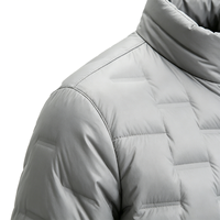 Blouson matelassé pour homme, fermeture éclair, col montant, gris argenté, léger, chaud pour l'hiver, logo personnalisé, OEM, vente en gros
