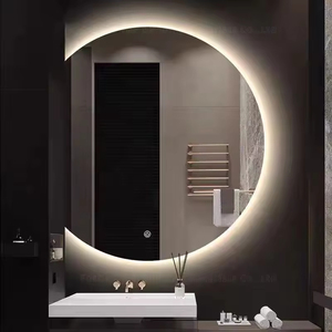 FULLSUMMER <span class=keywords><strong>miroir</strong></span> demi-rond personnalisé hôtel salle de bain vanité Led rétro-éclairé désembueur intelligent demi-lune miroirs de bain - Product Image 4
