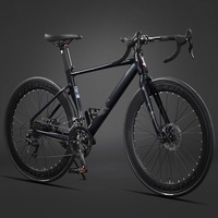 Vélo de course sur route 700cc en acier au carbone à 16 vitesses avec freins à disque hydrauliques 95% installés, roues en aluminium et câblage interne pour adulte