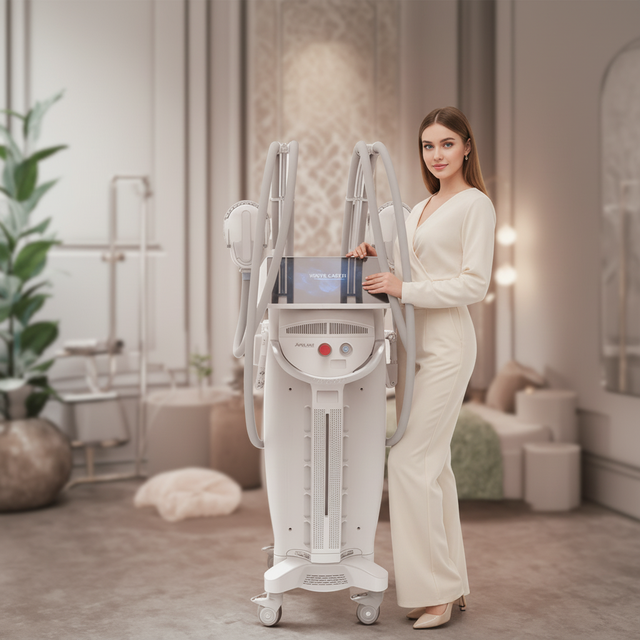 JONTELASER CS13 EMS Body Electromagnetic 4 Handles Muscle Slimming Shaping Stimulator Beauty Machine Standing US Stainless Steel