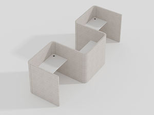 Poste de travail modulaire pour centre d'appels à 4 personnes avec cloison de bureau en panneaux alvéolaires modernes et convertibles - Product Image 3