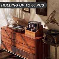 Boîte de rangement pour disques vinyles en bois, caisse et support pour vinyles rétro et durable, boîte de rangement pour albums, boîte pour plus de 60 disques