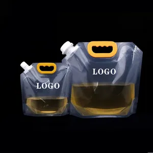 Custom logo and design clear plastic doypack drink spout pouch bag for water beer grains juice packaging