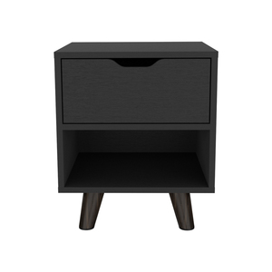 Nightstand Carleen Black Bedroom <b>Storage</b> <b>Drawer</b> Shelf Furniture - Product Image 1