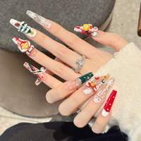 Ongles press-on 3D souple à thème ciel étoilé, transparents, longueur 5 cm, forme carrée/en C/en tube, pour une ambiance festive, ongles faits main