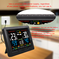 Stasiun Cuaca Nirkabel Termometer Pengukur Suhu Higrometer Jam Alarm Barometer Fase Bulan Snooze Stasiun Cuaca Pintar