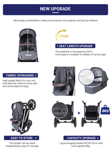 Cochecito plegable 3 En 1 para bebé y niño, <span class=keywords><strong>carrito</strong></span> <span class=keywords><strong>de</strong></span> viaje <span class=keywords><strong>de</strong></span> lujo, multicolor opcional, En 1888 - Product Image 2