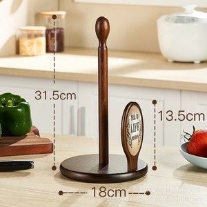 Wooden <b>Kitchen</b> <b>Paper</b> Towel Holder 31.5cm Desktop Solid Wood Napkin Stand For Toilet <b>Paper</b> And Cling Film Storage - Product Image 1