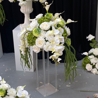 Weiß-Grünes Seiden-Kunstblumen-Arrangement mit Orchideen, Rosen, Calla-Lilien, Blumencluster für Boden, Blumen-Ecke, Girlande und Bogen-Dekoration