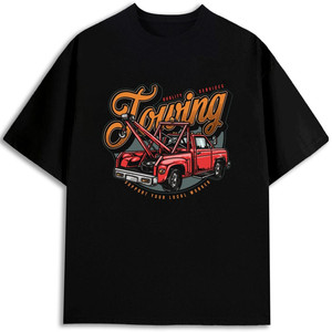 T-shirt pour hommes Services de remorquage 100% coton 180 g/m² sérigraphié Fabriqué aux États-Unis Anti-rétrécissement Manches courtes Col rond - Product Image 1